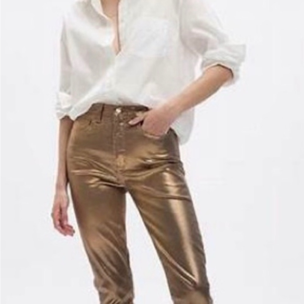 GAP Metallic Gold Vintage Slim High Rise Jeans